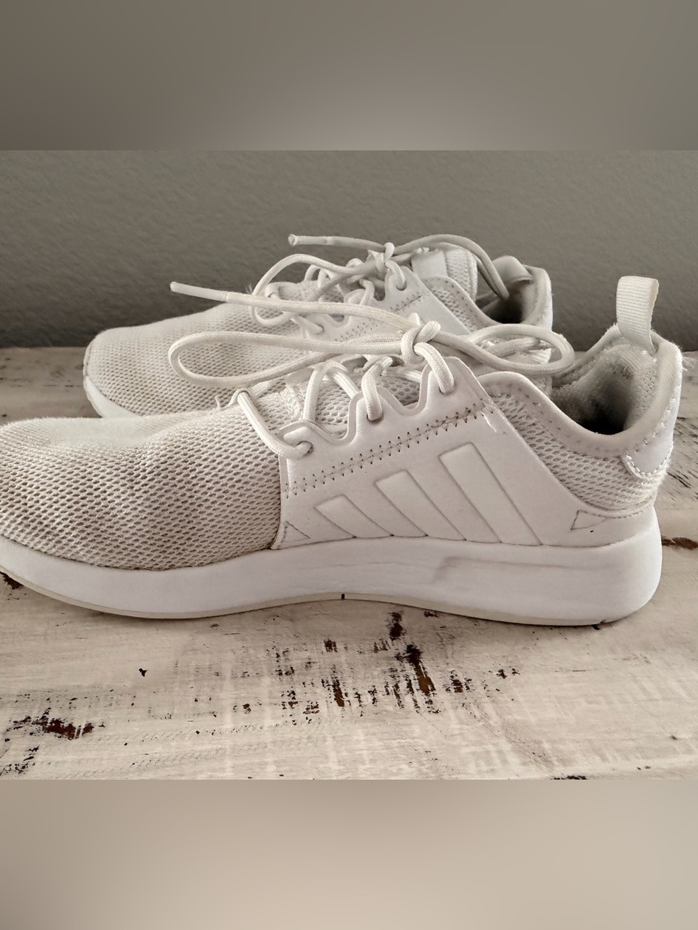 Adidas Originals X_PLR Triple White Mesh Sneakers Kids Size 3.5 Youth EU 35 - Picture 7 of 13